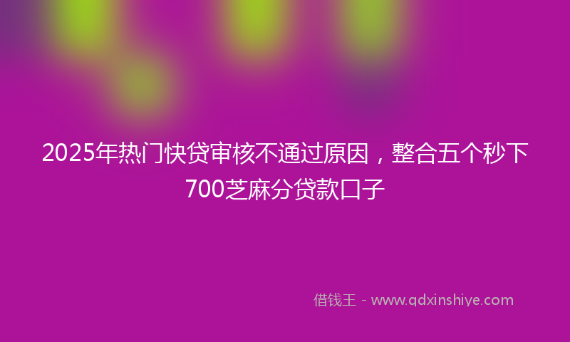 2025年热门快贷审核不通过原因，整合五个秒下700芝麻分贷款口子