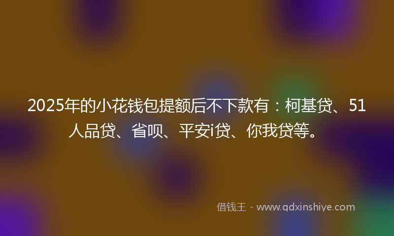 2025年的小花钱包提额后不下款有：柯基贷、51人品贷、省呗、平安i贷、你我贷等。