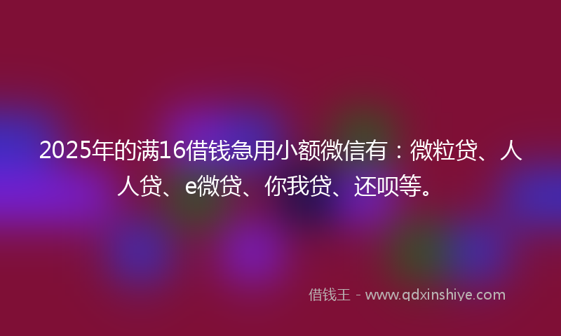 2025年的满16借钱急用小额微信有：微粒贷、人人贷、e微贷、你我贷、还呗等。