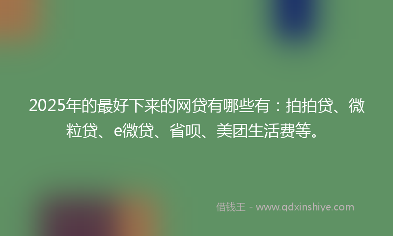 2025年的最好下来的网贷有哪些有：拍拍贷、微粒贷、e微贷、省呗、美团生活费等。