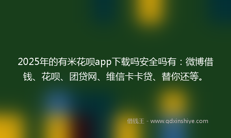 2025年的有米花呗app下载吗安全吗有：微博借钱、花呗、团贷网、维信卡卡贷、替你还等。
