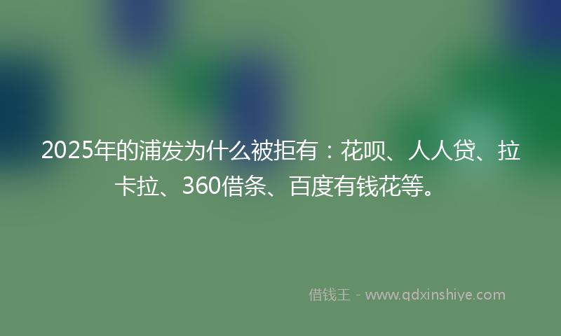 2025年的浦发为什么被拒有：花呗、人人贷、拉卡拉、360借条、百度有钱花等。