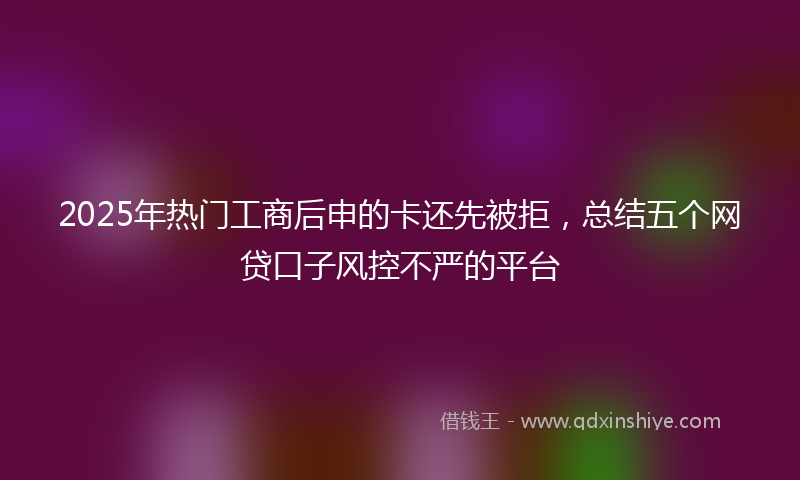 2025年热门工商后申的卡还先被拒，总结五个网贷口子风控不严的平台
