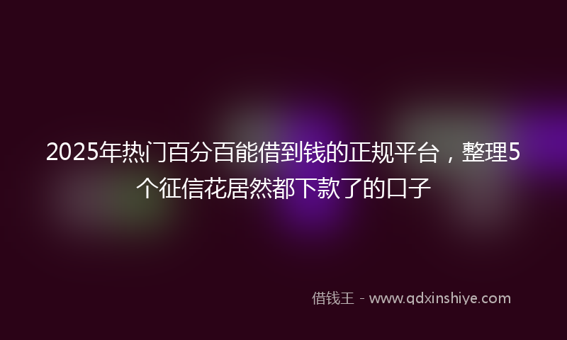 2025年热门百分百能借到钱的正规平台，整理5个征信花居然都下款了的口子