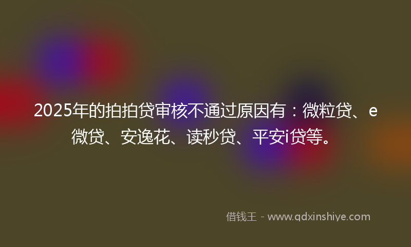2025年的拍拍贷审核不通过原因有：微粒贷、e微贷、安逸花、读秒贷、平安i贷等。