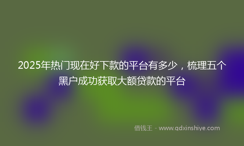 2025年热门现在好下款的平台有多少，梳理五个黑户成功获取大额贷款的平台