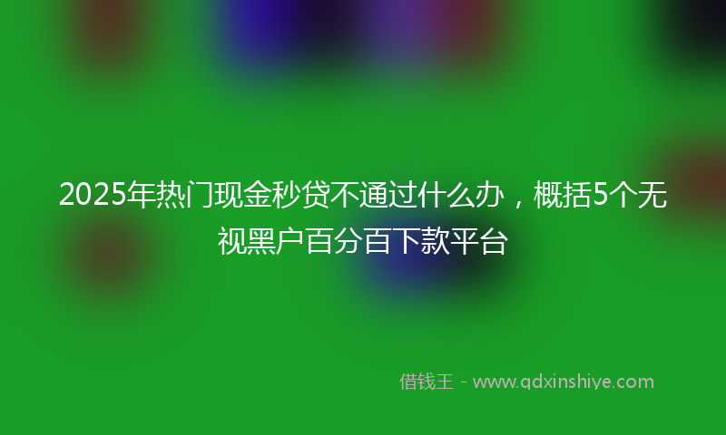 2025年热门现金秒贷不通过什么办，概括5个无视黑户百分百下款平台
