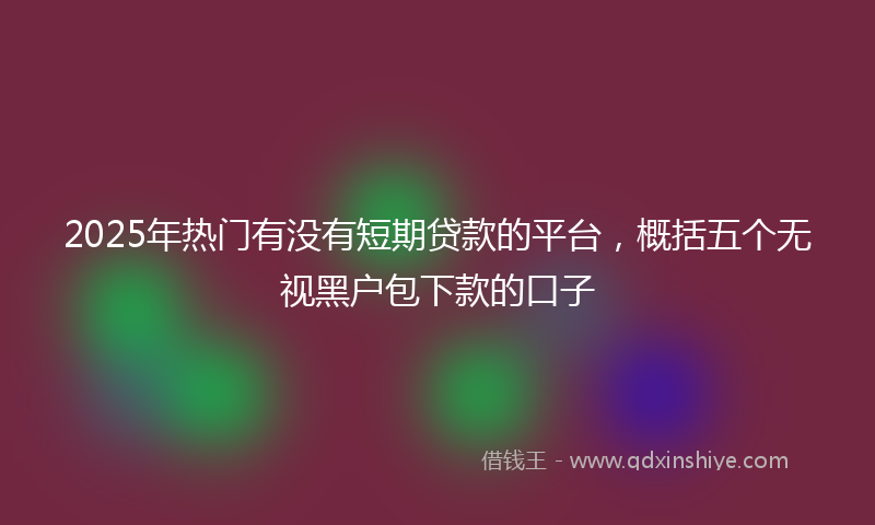 2025年热门有没有短期贷款的平台，概括五个无视黑户包下款的口子