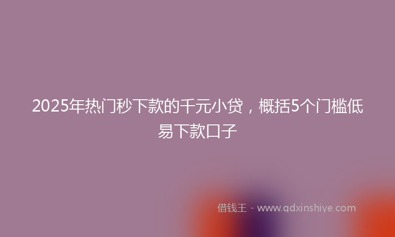 2025年热门秒下款的千元小贷，概括5个门槛低易下款口子