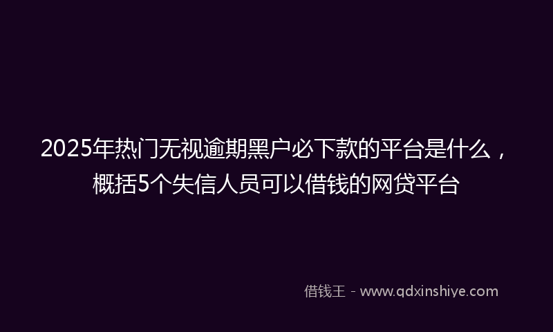 2025年热门无视逾期黑户必下款的平台是什么，概括5个失信人员可以借钱的网贷平台