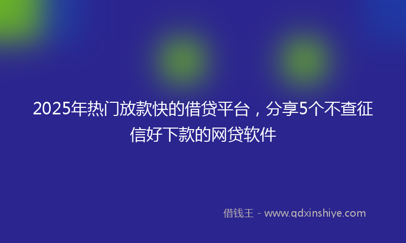 2025年热门放款快的借贷平台，分享5个不查征信好下款的网贷软件
