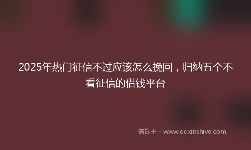 2025年热门征信不过应该怎么挽回，归纳五个不看征信的借钱平台