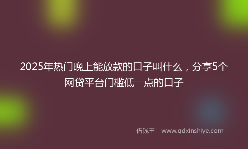 2025年热门晚上能放款的口子叫什么，分享5个网贷平台门槛低一点的口子