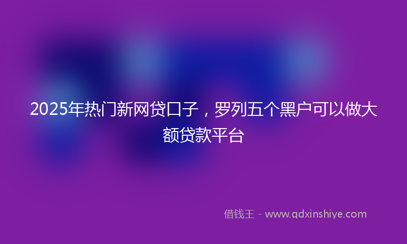 2025年热门新网贷口子，罗列五个黑户可以做大额贷款平台