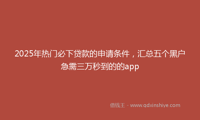 2025年热门必下贷款的申请条件，汇总五个黑户急需三万秒到的的app