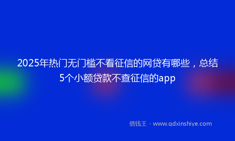 2025年热门无门槛不看征信的网贷有哪些，总结5个小额贷款不查征信的app