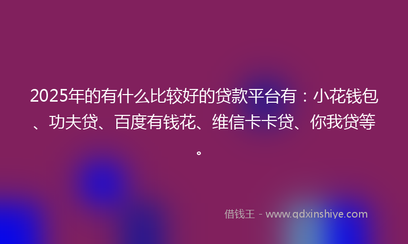 2025年的有什么比较好的贷款平台有：小花钱包、功夫贷、百度有钱花、维信卡卡贷、你我贷等。
