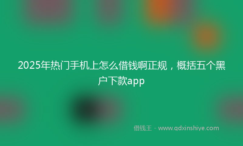 2025年热门手机上怎么借钱啊正规，概括五个黑户下款app