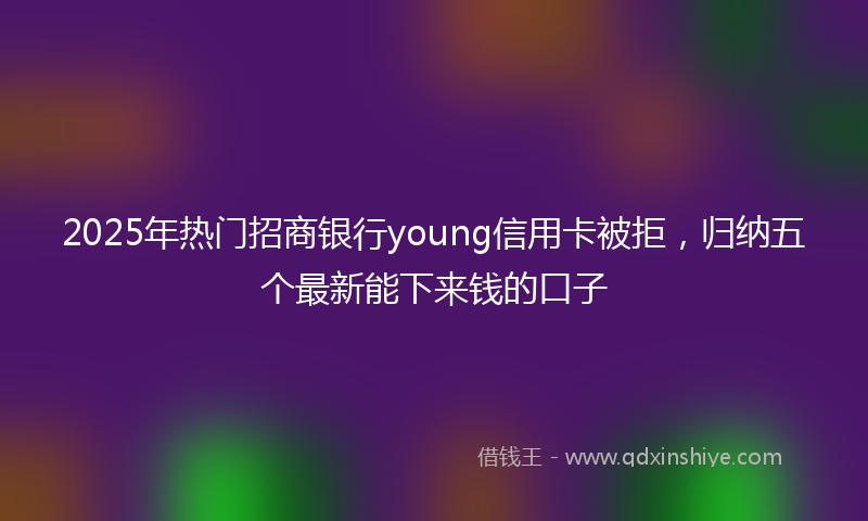 2025年热门招商银行young信用卡被拒，归纳五个最新能下来钱的口子