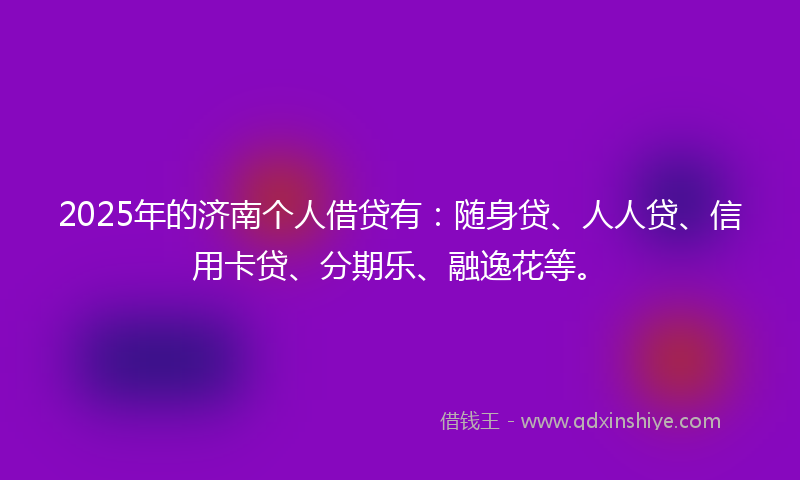 2025年的济南个人借贷有：随身贷、人人贷、信用卡贷、分期乐、融逸花等。