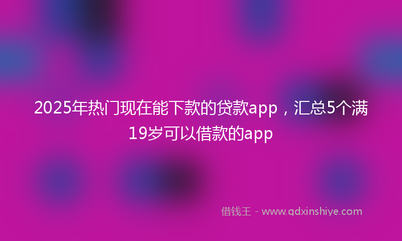 2025年热门现在能下款的贷款app，汇总5个满19岁可以借款的app