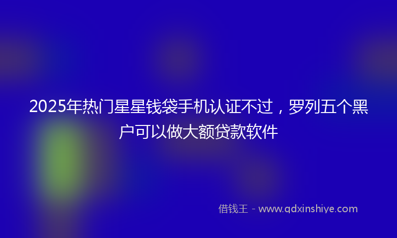 2025年热门星星钱袋手机认证不过，罗列五个黑户可以做大额贷款软件