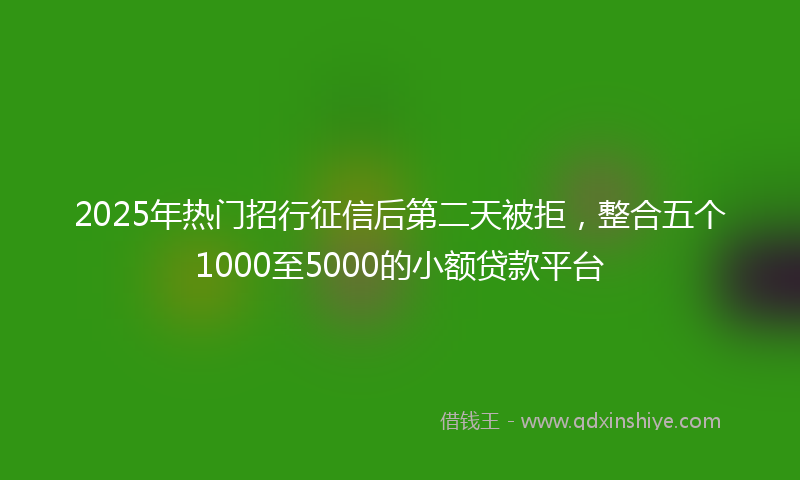 2025年热门招行征信后第二天被拒，整合五个1000至5000的小额贷款平台