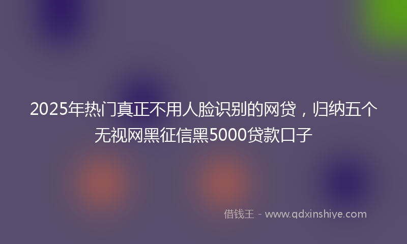 2025年热门真正不用人脸识别的网贷，归纳五个无视网黑征信黑5000贷款口子
