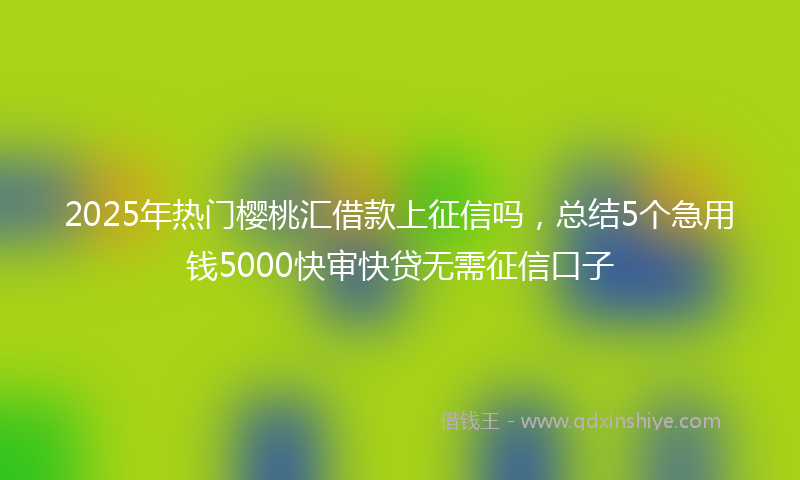 2025年热门樱桃汇借款上征信吗，总结5个急用钱5000快审快贷无需征信口子