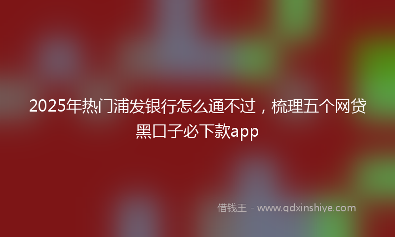 2025年热门浦发银行怎么通不过，梳理五个网贷黑口子必下款app
