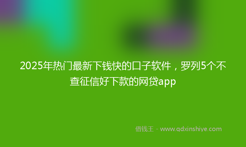 2025年热门最新下钱快的口子软件，罗列5个不查征信好下款的网贷app