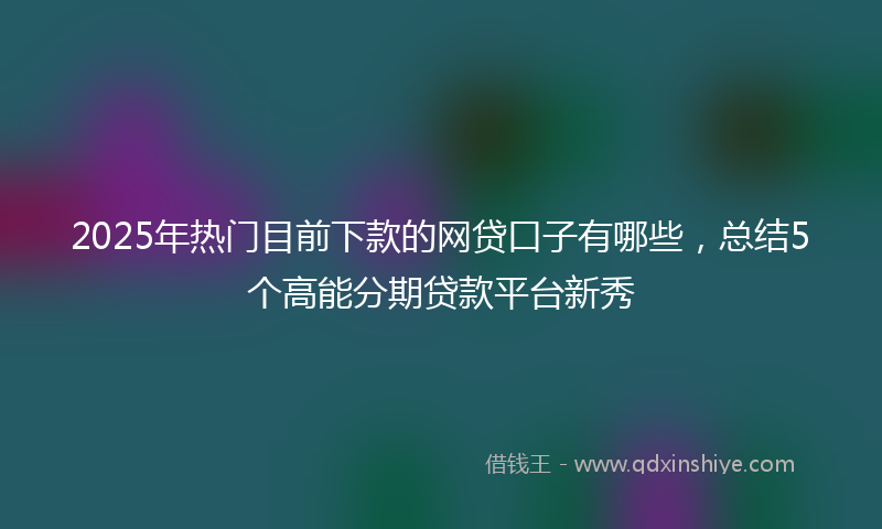 2025年热门目前下款的网贷口子有哪些，总结5个高能分期贷款平台新秀