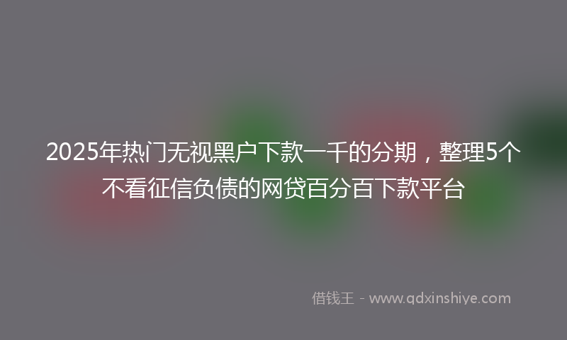 2025年热门无视黑户下款一千的分期，整理5个不看征信负债的网贷百分百下款平台