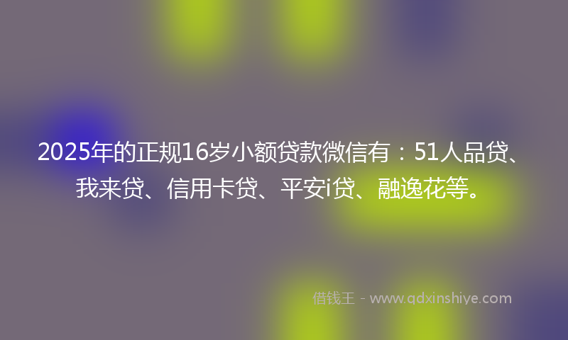 2025年的正规16岁小额贷款微信有：51人品贷、我来贷、信用卡贷、平安i贷、融逸花等。