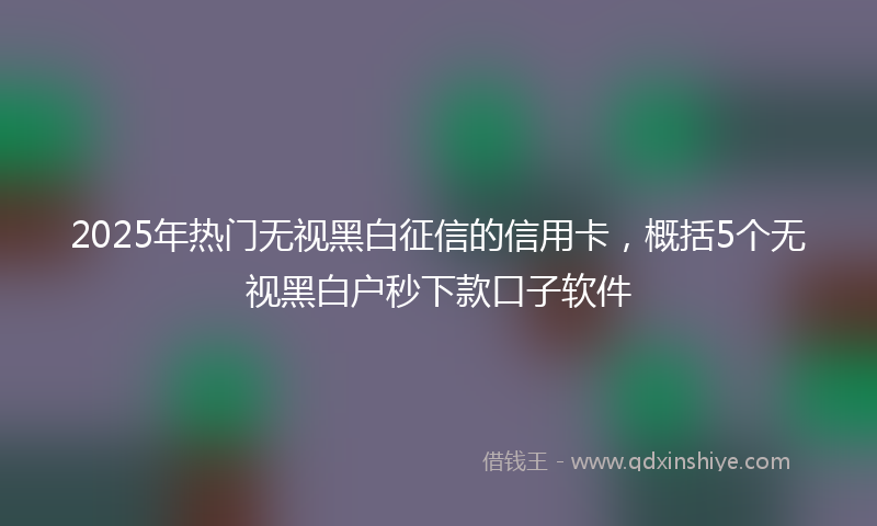 2025年热门无视黑白征信的信用卡，概括5个无视黑白户秒下款口子软件