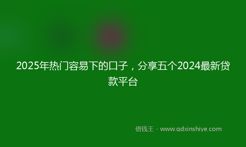 2025年热门容易下的口子，分享五个2024最新贷款平台