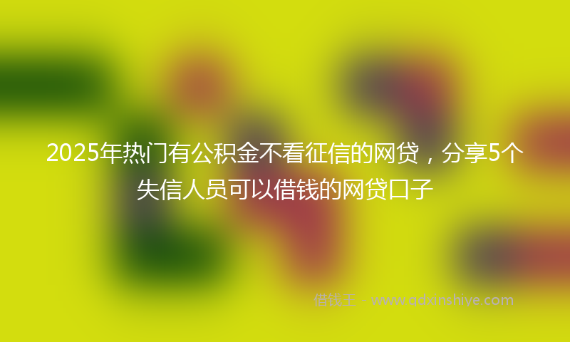 2025年热门有公积金不看征信的网贷，分享5个失信人员可以借钱的网贷口子