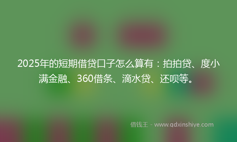 2025年的短期借贷口子怎么算有：拍拍贷、度小满金融、360借条、滴水贷、还呗等。