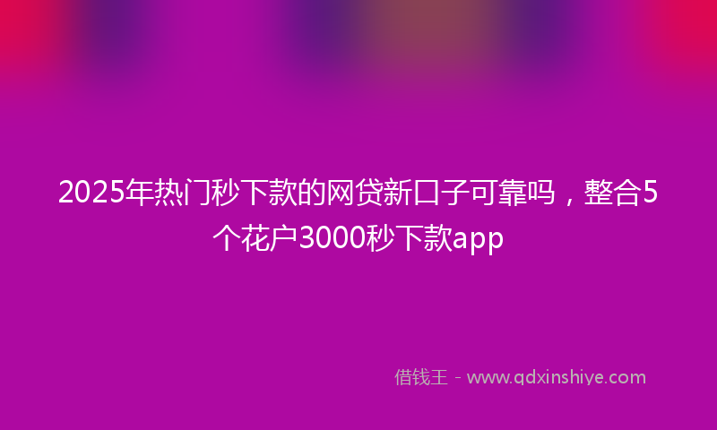 2025年热门秒下款的网贷新口子可靠吗，整合5个花户3000秒下款app