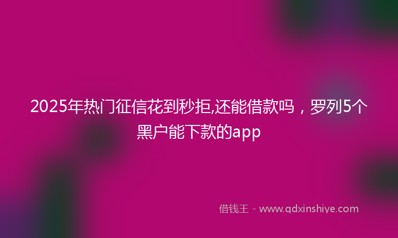 2025年热门征信花到秒拒,还能借款吗，罗列5个黑户能下款的app