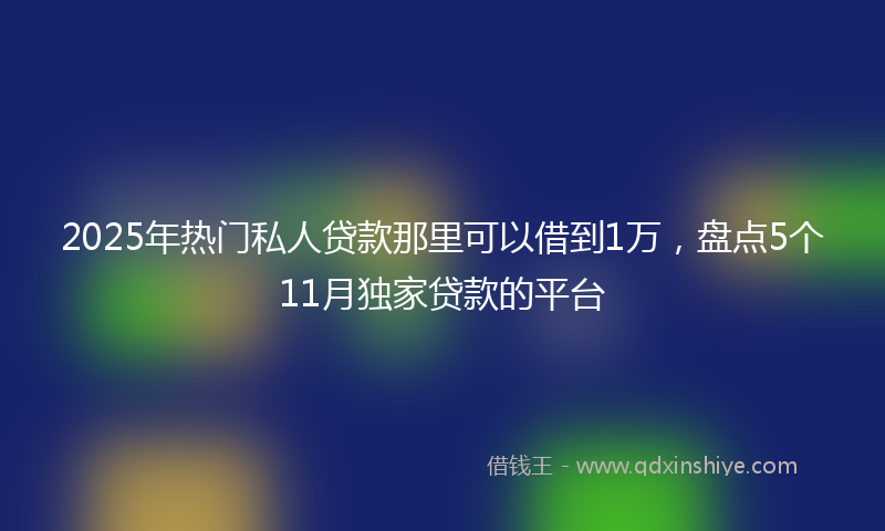 2025年热门私人贷款那里可以借到1万，盘点5个11月独家贷款的平台