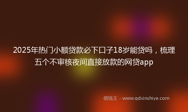2025年热门小额贷款必下口子18岁能贷吗，梳理五个不审核夜间直接放款的网贷app