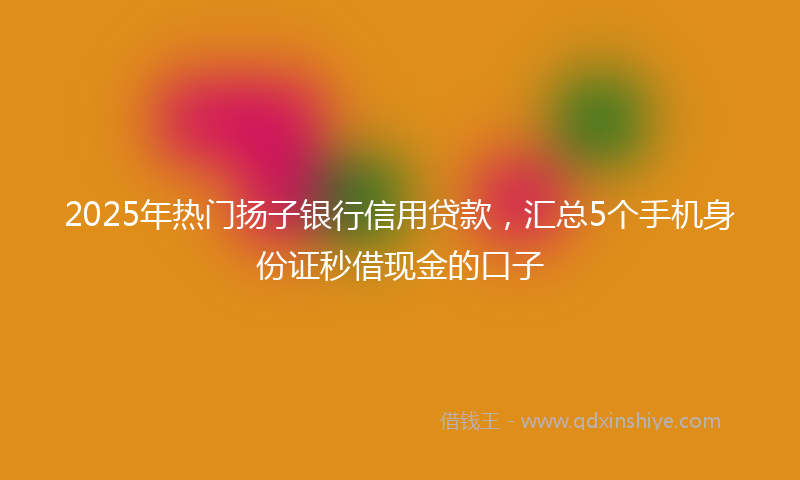 2025年热门扬子银行信用贷款，汇总5个手机身份证秒借现金的口子