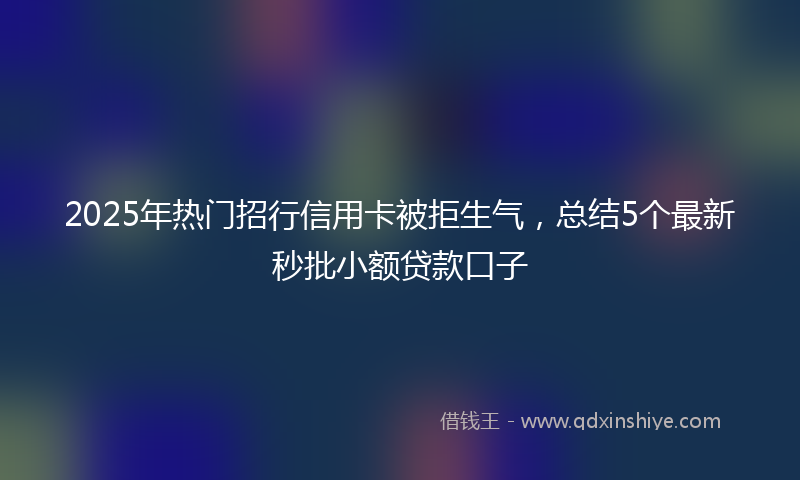 2025年热门招行信用卡被拒生气，总结5个最新秒批小额贷款口子