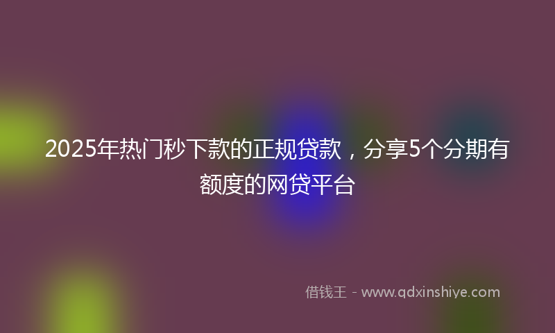 2025年热门秒下款的正规贷款，分享5个分期有额度的网贷平台