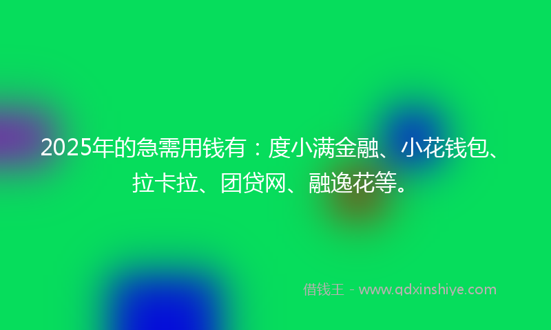 2025年的急需用钱有：度小满金融、小花钱包、拉卡拉、团贷网、融逸花等。