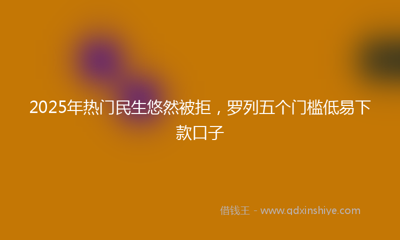 2025年热门民生悠然被拒，罗列五个门槛低易下款口子