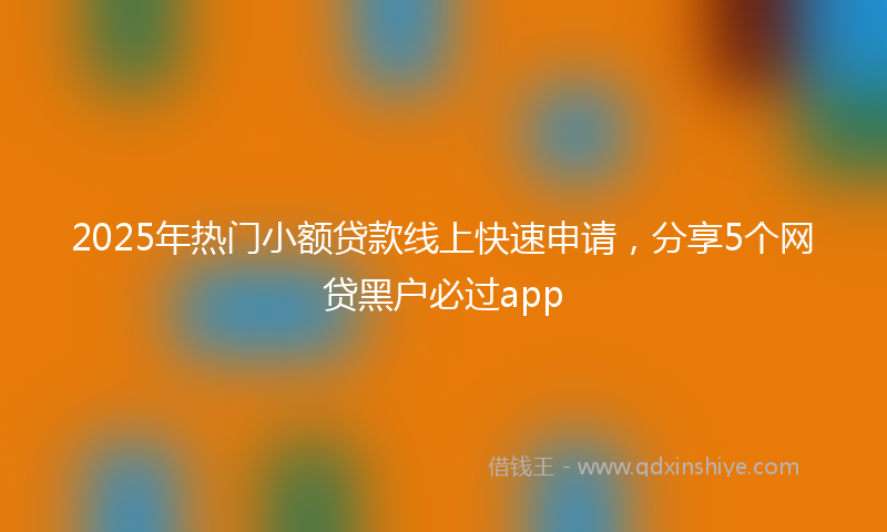 2025年热门小额贷款线上快速申请，分享5个网贷黑户必过app