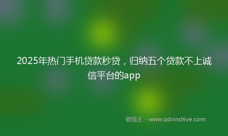 2025年热门手机贷款秒贷，归纳五个贷款不上诚信平台的app