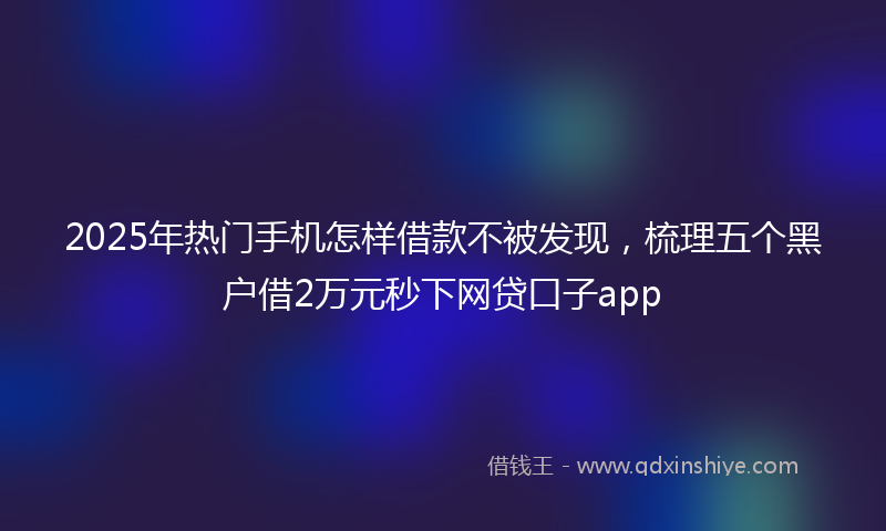 2025年热门手机怎样借款不被发现，梳理五个黑户借2万元秒下网贷口子app